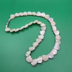 VTG Mother Of Pearl Hand-Carved Fish Necklace